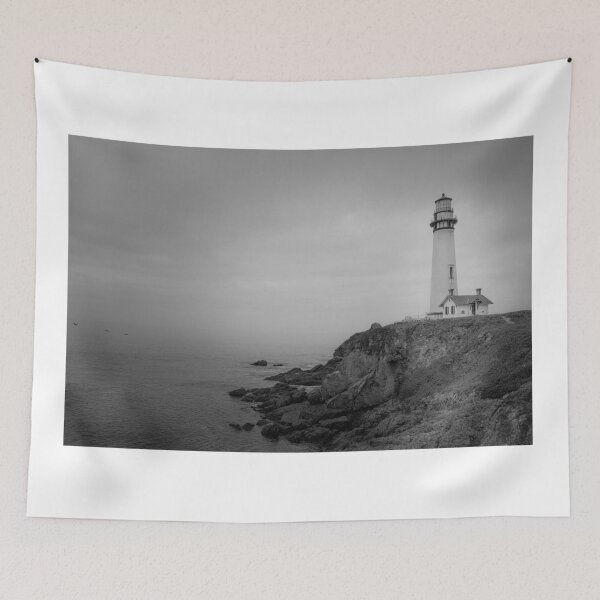Item preview, Pigeon Point Lighthouse in the Mist - Monochrome by TL Wilson Photography designed and sold by TLWilsonPhoto.