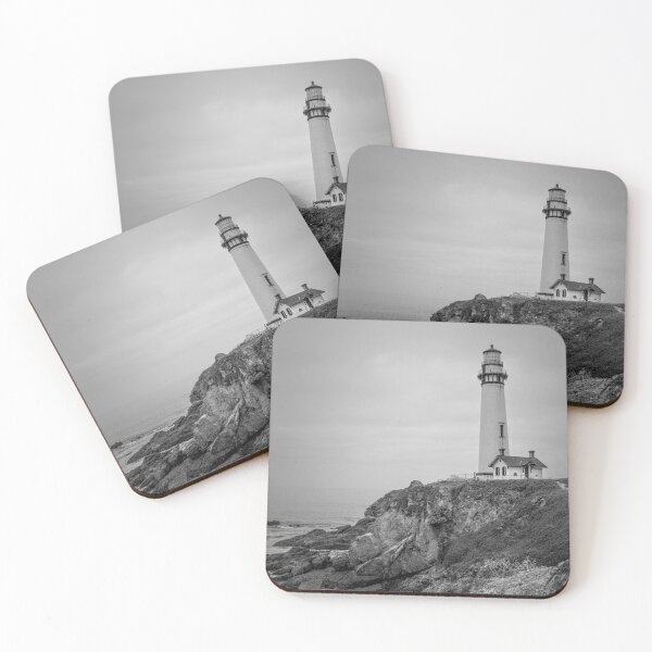 Item preview, Pigeon Point Lighthouse in the Mist - Vertical - Monochrome by TL Wilson Photography designed and sold by TLWilsonPhoto.