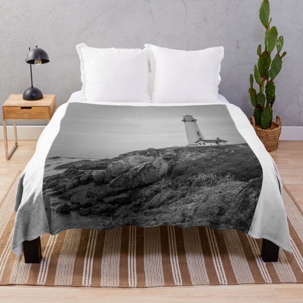Item preview, Pigeon Point Lighthouse in the Mist - Vertical - Monochrome by TL Wilson Photography designed and sold by TLWilsonPhoto.