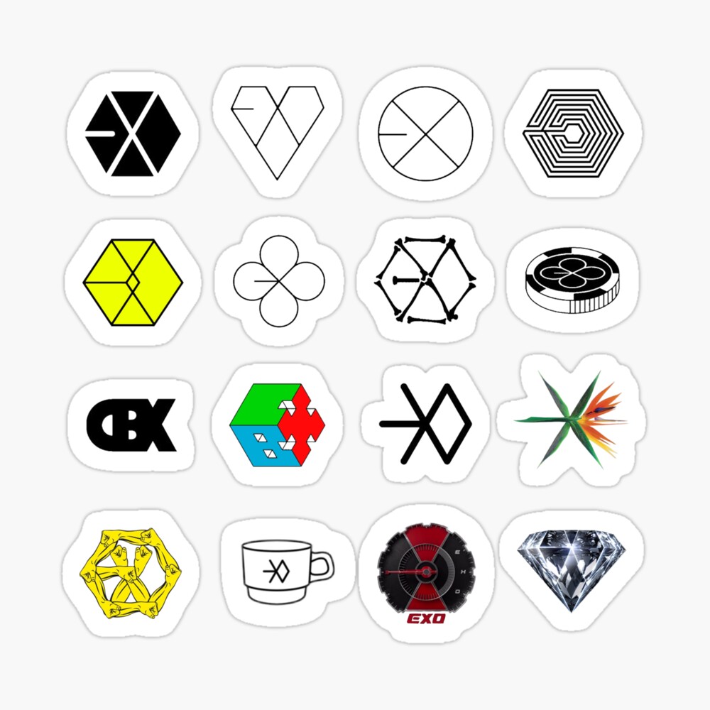 all exo logos chronological sticker by siobaozi redbubble