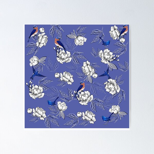 Item preview, Floral,bluebird  peony pattern home decor  designed and sold by MariaMarinova.