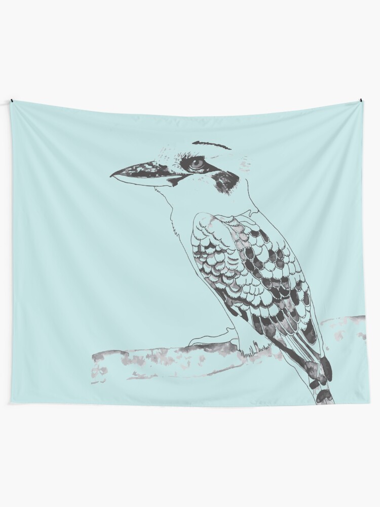 Alternate view of Kookaburra Black and White Wall Tapestry