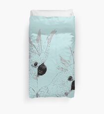 Sulphur Crested Cockatoos Black and White Duvet Cover