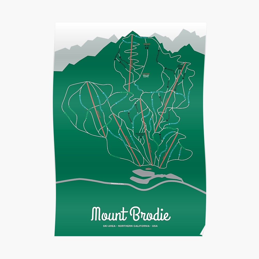 Brodie Mountain Trail Map Brodie Trail Map" Sticker By Mountbrodie | Redbubble