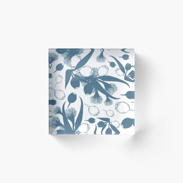 Blue Gumnut Flower Pattern Acrylic Block
