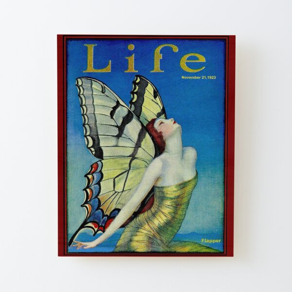 LIFE : Vintage 1923 Flapper Butterfly Print Wood Mounted Print
