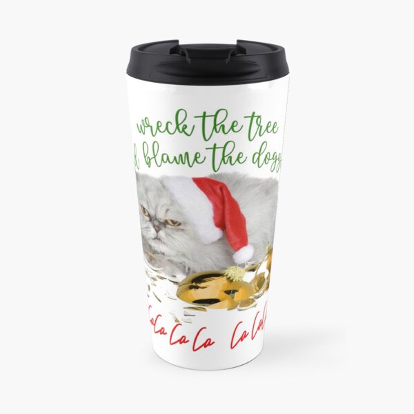 Funny Christmas Cat Falalalala Travel Mug