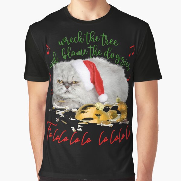 Funny Christmas Cat Falalalala Graphic T-Shirt