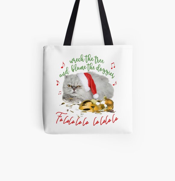 Funny Christmas Cat Falalalala All Over Print Tote Bag