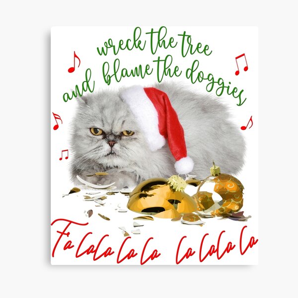 Funny Christmas Cat Falalalala Canvas Print