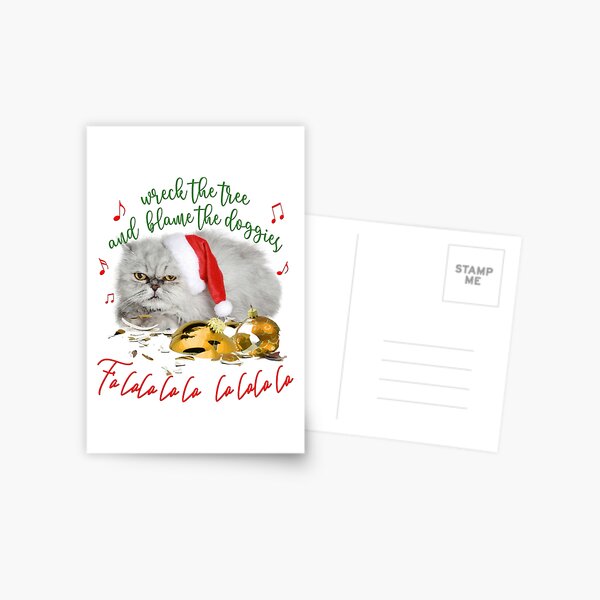 Funny Christmas Cat Falalalala Postcard