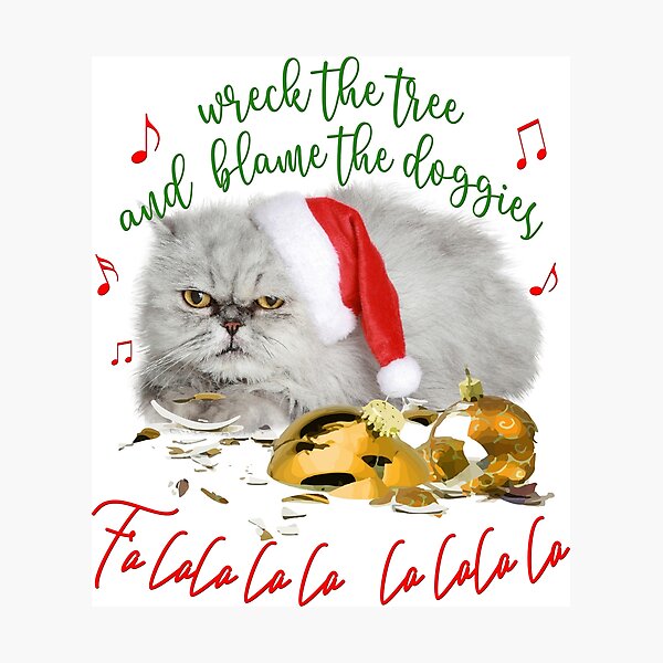 Funny Christmas Cat Falalalala Photographic Print