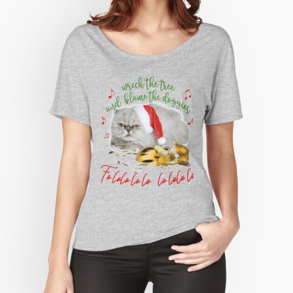 Funny Christmas Cat Falalalala Relaxed Fit T-Shirt