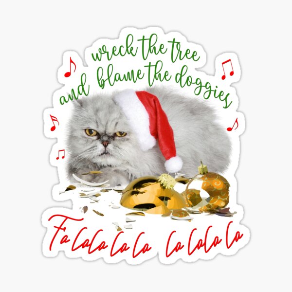 Funny Christmas Cat Falalalala Sticker