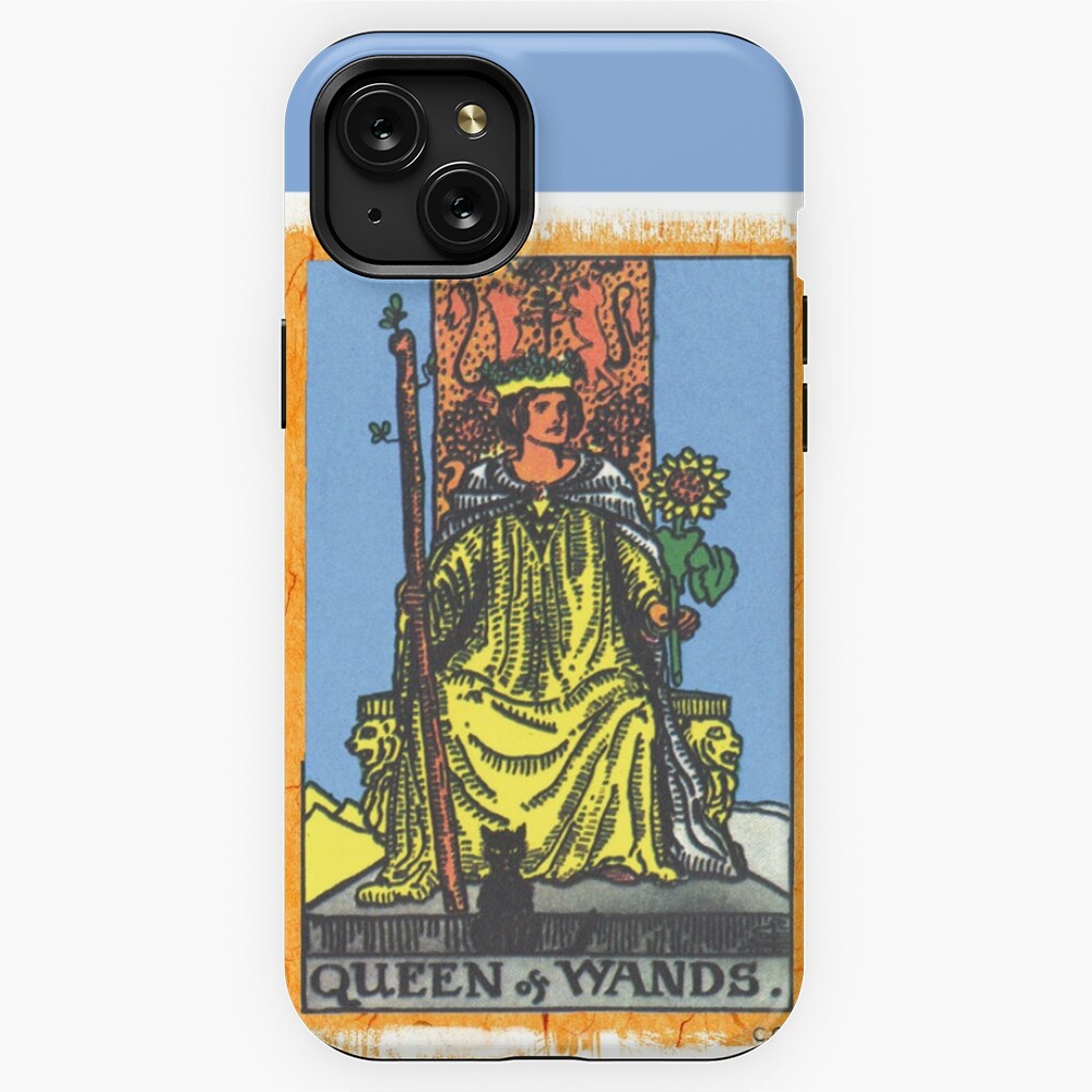 Queen Of Wands Tarot Card Blue iPhone Case for Sale by designsbycclair
