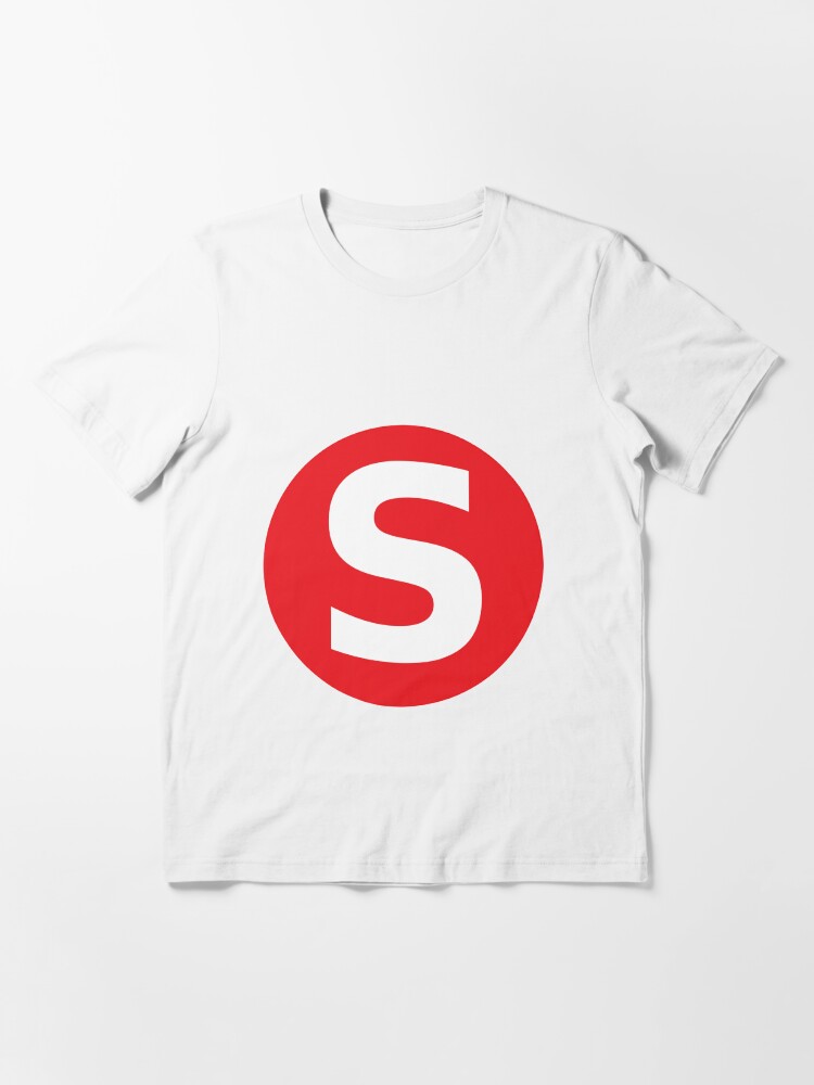 red shirt with white letters