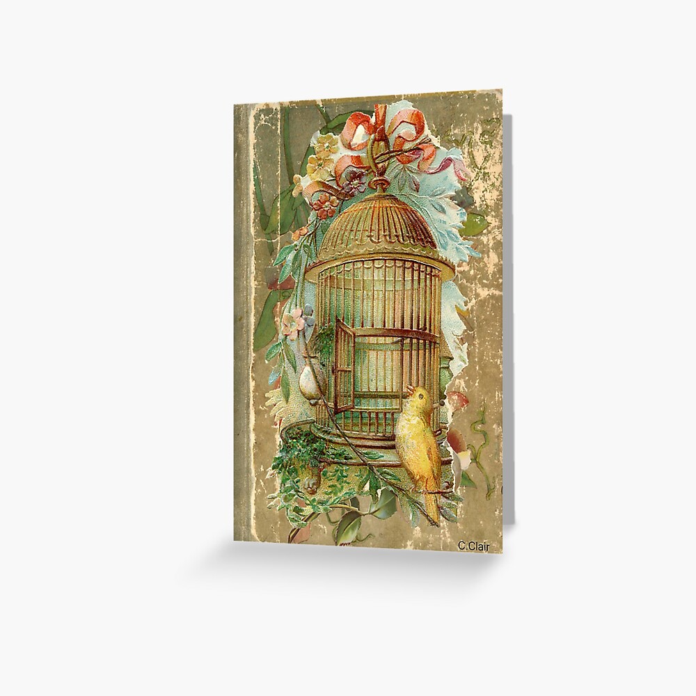 Large Gilded Gold Victorian Bird Cage Greeting Card for Sale by  designsbycclair