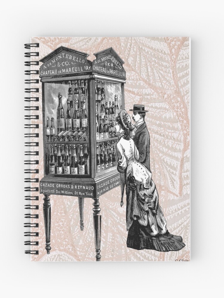 Victorian Steampunk Wine Shopping Couple Spiral Notebook By Designsbycclair Redbubble