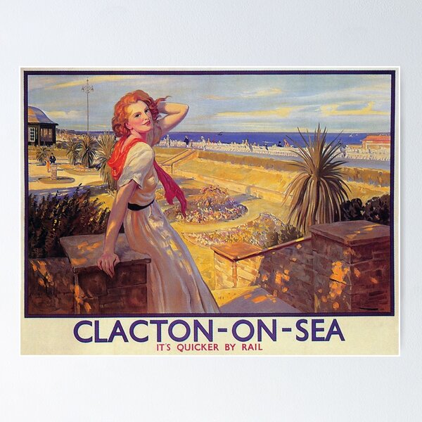 Item preview, Clacton-on-Sea, England, Vintage Travel Poster designed and sold by vintagevivian.