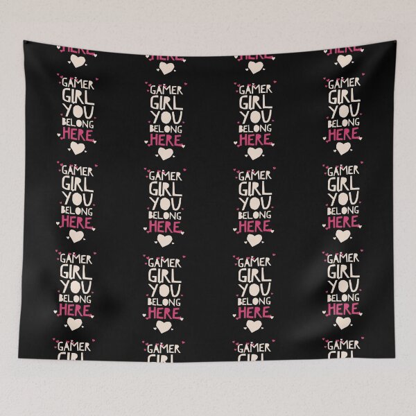 Item preview, Gamer Girl you BELONG HERE! - Fun Con Shirt Logo for Making New Friends Pink/White Hearts designed and sold by CloudDance.