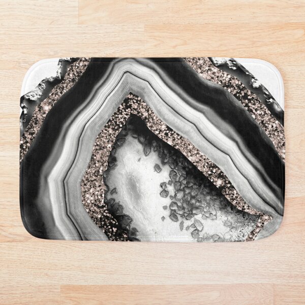 Agate Gold Glitter Glam 1 Gem Decor Art Bath Mat By Anitabellajantz Redbubble