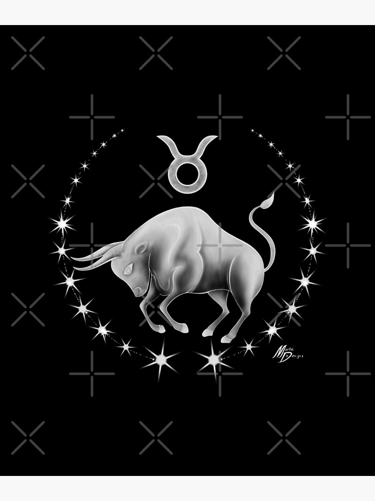 Taurus Zodiac the Bull character graphic with star circle border