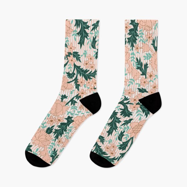 Item preview, Rosabell Filigree- Mid Century Folk Florals Rose/White Stripes designed and sold by winkeltriple.