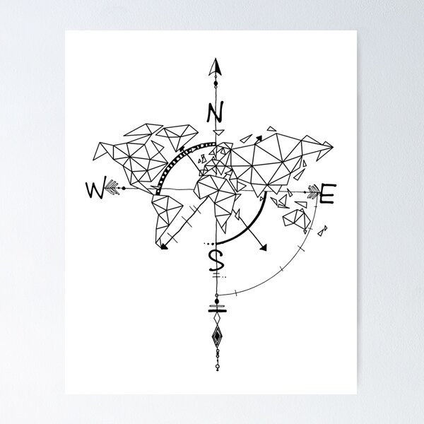 Item preview, Map and Compass Geometric Design designed and sold by artsimply.
