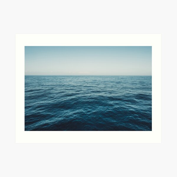 ocean, water, blue sky - horizon over water - seascape photography Art Print