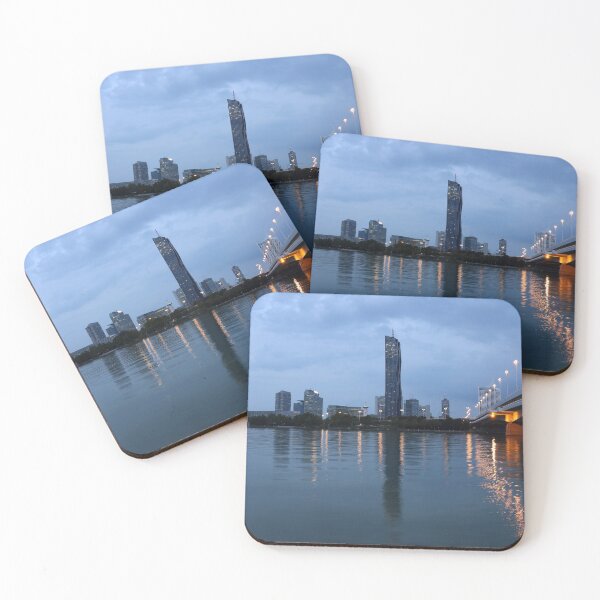 Item preview, Donaucity Vienna skyline on the Danube river at night  designed and sold by goceris.