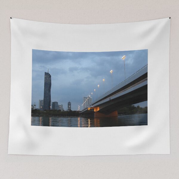 Item preview, Donaucity Vienna skyline on the Danube river at night Austria designed and sold by goceris.