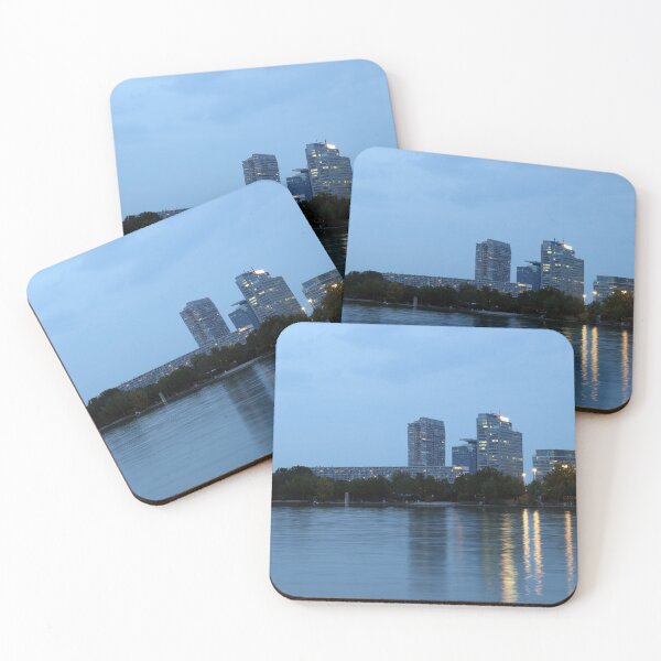 Item preview, Tv tower lighthouse and office buildings Donaucity Vienna skyline on the Danube river at night  designed and sold by goceris.