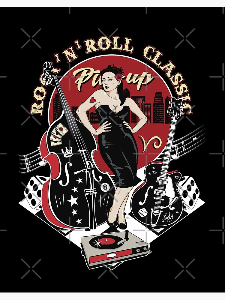 Rockabilly Pinup Sock Hop Rocker Vintage Rock And Roll Music Art Board Print By Memphiscenter Redbubble