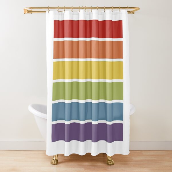 Retro Muted Color Striped Gay Pride Rainbow Shower Curtain
