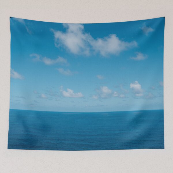 Item preview, blue sky and clouds over ocean water - seascape horizon, landscape photography designed and sold by ohaniki.