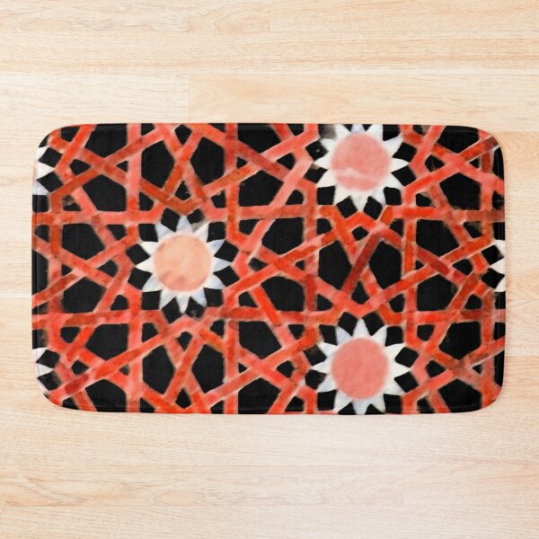 Item preview, RED SUN Turkish Abstract Geometric Motifs Hexagons in Black designed and sold by BulganLumini.