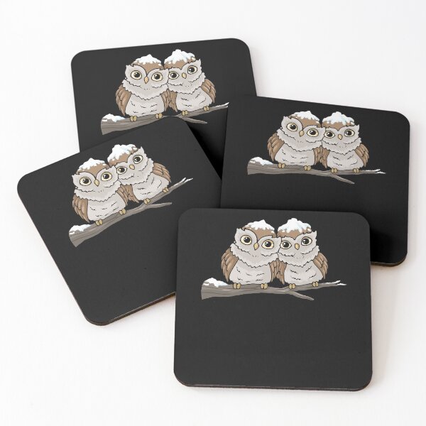Item preview, Christmas Owl Tshirt Snow Bird Tee Cuddling Cute Owls designed and sold by DSWShirts.