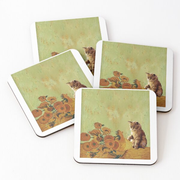 Item preview, Sunflowers by Vincent Van Gogh and funny cat art meme  designed and sold by handcraftline.
