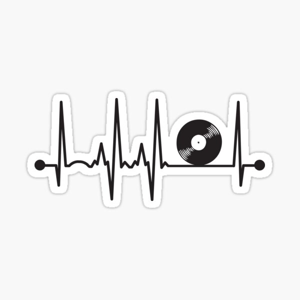 Vista previa del artículo con la obra «Latido del corazón de vinilo», diseñado y vendido por teesaurus.