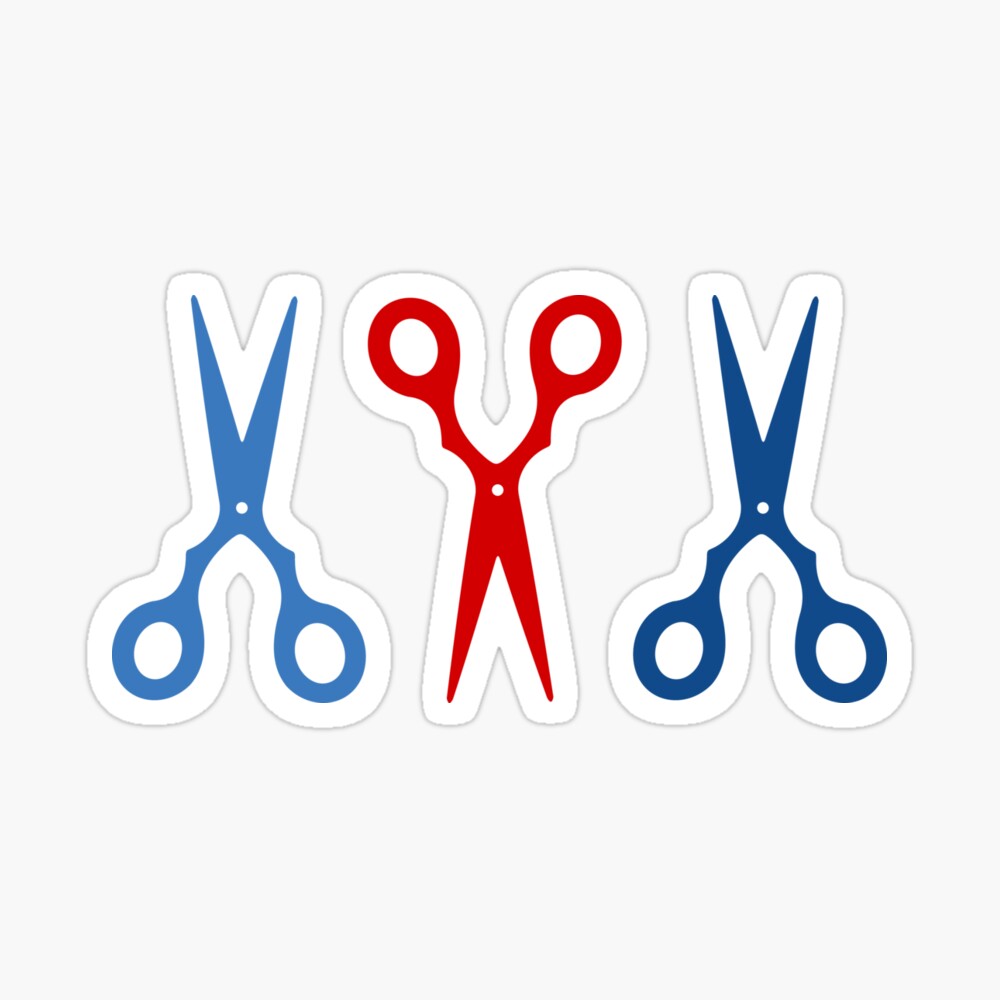 barber shop scissors red and blue photographic print by xooxoo redbubble redbubble