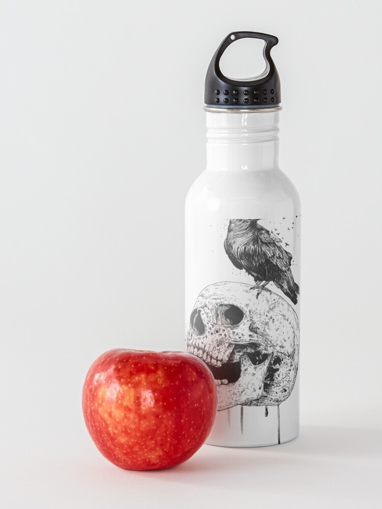 Alternate view of New skull (bw) Water Bottle