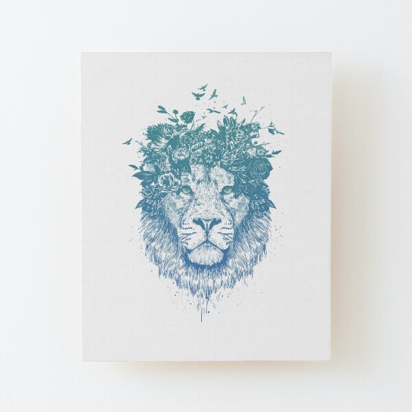 Floral lion Wood Mounted Print