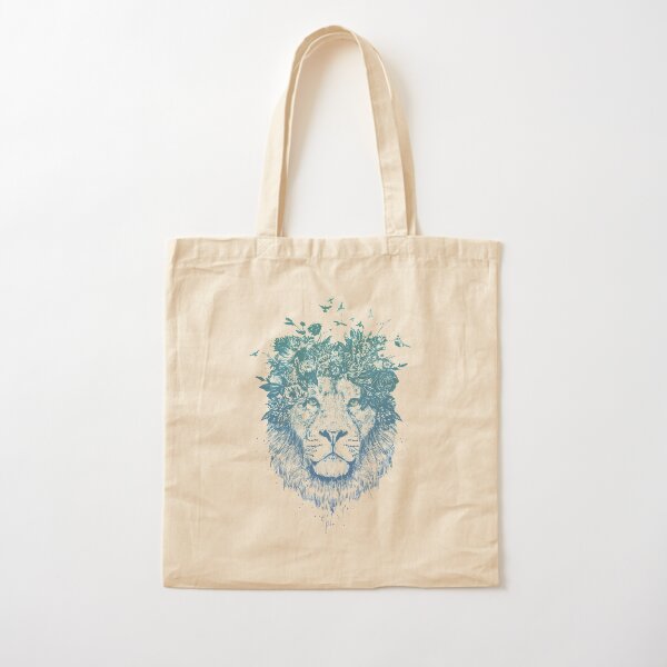 Floral lion Cotton Tote Bag