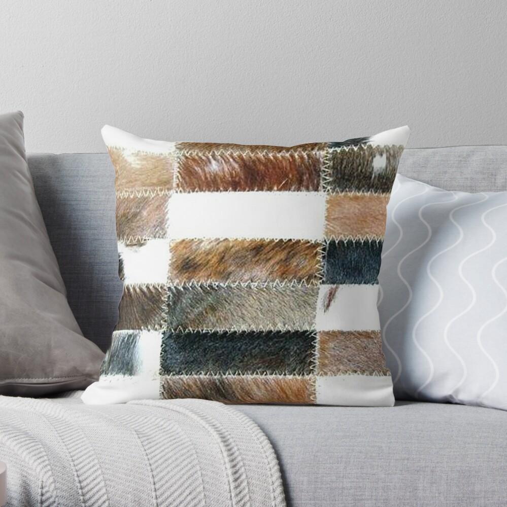 cowhide patchwork pillow