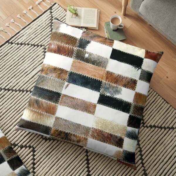 Tan Cowhide Patchwork Rug Floor Pillow