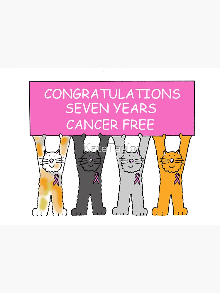 Congratulations 7 Years Remission Cancer Free Cartoon Cats Sticker By