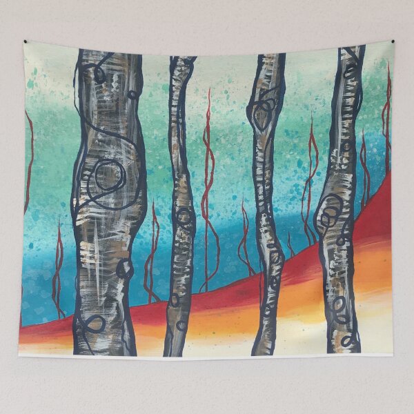 Item preview, Whimsical Birch Trees - Abstract Plein Air Painting designed and sold by Caroline Conlon.