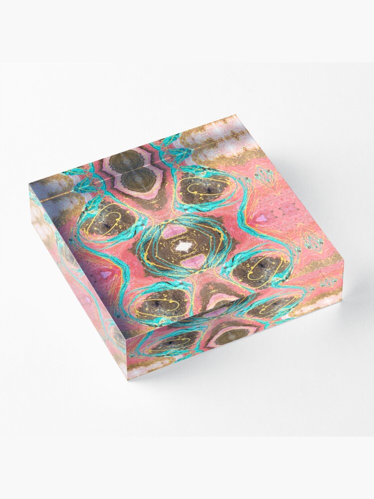 Alternate view of Fluid painting snake lair kaleidoscope Acrylic Block
