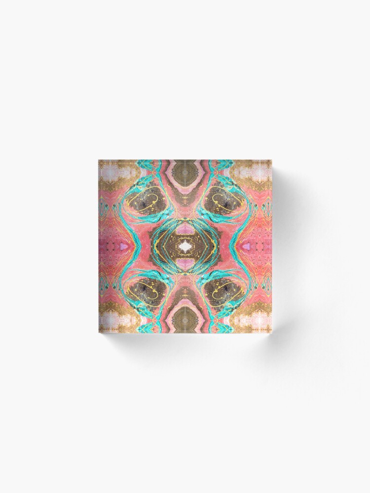Alternate view of Fluid painting snake lair kaleidoscope Acrylic Block