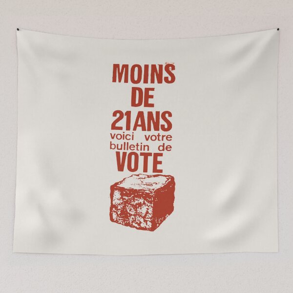 Item preview, ! Paris Revolt, May 68: 'MOINS DE 21 ANS': The Original Brick Red on Bone Grey ! designed and sold by Day Chapman.